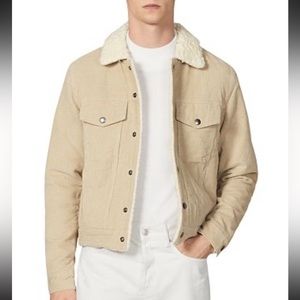 Sandro Sherpa Lined Corduroy Trucker Jacket